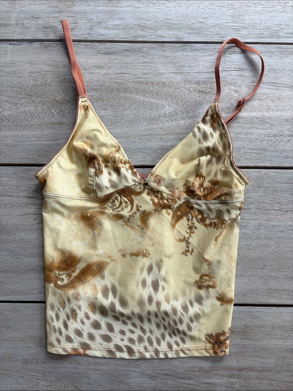 Urban Outfitters Yellow Paisley/Animal Print Cami Tank with adjustable straps